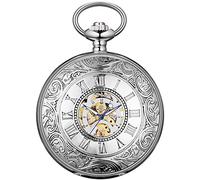 BOSHIYA Mechanical Pocket Watch with Chain Vintage Steampunk Roman Numerals Hand Wind Pocket Watches for Men Women & Gift Box