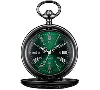 boshiya Pocket Watch with Chain Men Vintage Steampunk Pocket Watch Black/Silver/Bronze/Gold Roman Numerals, HL0602