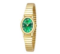 BOSHIYA Small Gold Watches Green Plate for Women Easy Reader Analog Ladies Quartz Watches with Stainless Steel Expansion Band, Waterproof