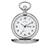 BOSHIYA Smooth Quartz Pocket Watches for Men Classic Arabic Digital Luminous Dial & Day Date Pocket Watch with Chain Christmas Graduation Birthday Gifts