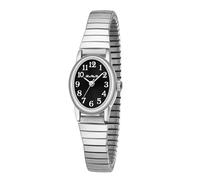 BOSHIYA Women Watch Gold and Silver Stainless Steel Expansion Band Fashion Elegant Dress Ladies Waterproof Analog Quartz Stretch Band Wrist Watches for Women UK (UK-Elliptical Silver Black-16)