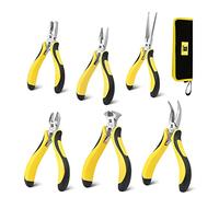 BOSI TOOLS 6-piece Mini Pliers Set, Needle Nose Pliers, Diagonal Pliers, Long Nose Pliers, Bent Nose Pliers, End Cutters and Linesman Pliers, with Storage Pouch Making Craft Electronic Repair
