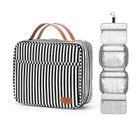Bosidu - Hanging Travel Toiletry Bag, Large Capacity Cosmetic Organizer for Women with 4 Compartments and 1 Sturdy Hook,Travel, Daily Use or Christmas, M-Black, M