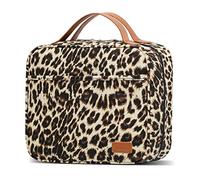 Bosidu Hanging Travel Toiletry Bag,Large Capacity Cosmetic Travel Toiletry Organizer for Women with 4 Compartments & 1 Sturdy Hook,Perfect for Travel/Daily Use/Christmas, Z-Leopard Print