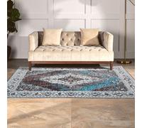 Bosie Morvi Large Jacquard Woven Rug Premier Housewares Blue 100cm diameter