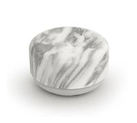 Bosign. Eco friendly Soap Dish Dispenser for kitchen. Push design. Round. 11 x 6,5 cm. Holds up to 200 ml (7 oz) dish soap. Marble lid decor, grey base. Sustainable design