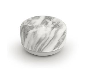 Bosign. Eco friendly Soap Dish Dispenser for kitchen. Push design. Round. 11 x 6,5 cm. Holds up to 200 ml (7 oz) dish soap. Marble lid decor, grey base. Sustainable design