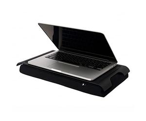 Bosign Laptray with bean bag cushion. Portable Lap desk for Laptop, Breakfast, Dinner. Non-slip tray. Washable, removable cushion cover. Black plastic tray. Black cushion. MINI (43x23x6,5 cm)