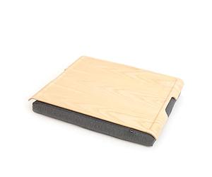 Bosign Laptray with bean bag cushion. Portable Lap desk for Laptop, Breakfast, Dinner. Non-slip tray. Washable, removable cushion cover. Natural Ash wood. Grey cushion. LARGE (46x38x6,5 cm)