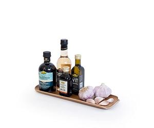 Bosign Oil & waterproof Countertop Tray LEAF. Rectangular Serving Tray. Kitchen organizer for spices & olive oil. Platter for Breakfast, Coffee, Tea, Snacks, Cheese. Walnut wood (33x 11x 1,5 cm)