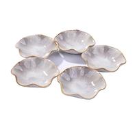 BOSILI Japanese White Soy Sauce Dishes Delicate Ceramic Dipping Bowl Set of 5 Asian Sauce Cups for Ketchup BBQ Condiments Appetizer