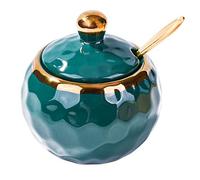 BOSILI Porcelain Sugar Bowl with Spoon Golf Shaped Ceramic Salt Bowl with Lid for Home and Kitchen (Jasper)