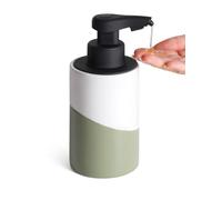 Bosilunlife Automatic Ceramic Soap Dispenser, Rechargeable Electric Pump with Waterproof Build, Touchless Hand Wash and Lotion Dispenser for Modern Kitchens & Bathrooms, Elegant White & Green
