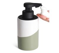 BosilunLife Automatic Ceramic Soap Dispenser, Rechargeable Touchless Foam Pump with Waterproof Design, Smart Electric Hand Soap Dispenser for Kitchen or Bathroom, White & Green