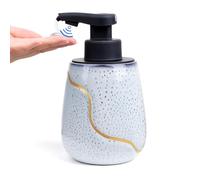 BosilunLife Automatic Foaming Soap Dispenser - Touchless Hand Wash Dispenser for Bathroom Ceramic Smart Electric Auto Dish Soap Dispenser Waterproof, USB C Rechargeable (Speckled Blue, Liquid Pump)