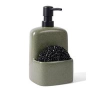 BosilunLife Dish Soap Dispenser - Matte Green Ceramic Kitchen Soap Dispenser with Sponge Holder Matte Ceramic Soap Daddy Dispenser 20oz for Kitchen Soap Pump and Sponges Caddy