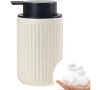 BosilunLife Foam Hand Soap Dispenser - Ceramic Foaming Soap Dispenser for Bathroom 12oz Refillable Liquid Lotion with Rust-Proof Foaming Pump for Countertop