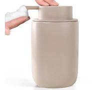 BosilunLife Foam Hand Soap Dispenser - White Ceramic Foaming Soap Dispenser for Bathroom 12oz Refillable Liquid Lotion with Rust-Proof foaming Pump for Countertop