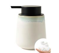 Bosilunlife Hand Soap Dispenser - 12Oz Ceramic Soap Dispenser Bathroom Refillable Liquid Soap Dispenser for Bathroom Kitchen Dish with Easy-to-Press Pump, Celadon
