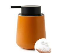 Bosilunlife Hand Soap Dispenser - 12Oz Ceramic Soap Dispenser Bathroom Refillable Liquid Soap Dispenser for Bathroom Kitchen Dish with Easy-to-Press Pump, Maple Brown