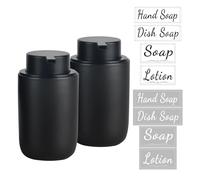 BosilunLife Hand Soap Dispenser for Bathroom Decro 12oz Ceramic Kitchen Dish Dispenser (Foam Pump, 2PCS Black)