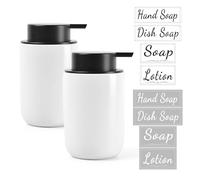 BosilunLife Hand Soap Dispenser for Bathroom Decro 12oz Ceramic Kitchen Dish Dispenser (Lotion Pump, 2PCS White)