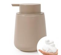 BosilunLife Soap Dispenser Ceramic 11Oz (325ml) Refillable Foam Hand Lead-Free Soap Dispenser for Kitchen Bathroom Countertop Rust-Proof Dish Soap Pump Dispenser for Bathroom(Foam, Khaki)