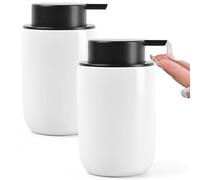 BosilunLife Soap Dispenser Set 350ml/12oz Ceramic Hand Soap Dispenser, Refillable Liquid Bottles with Rust-Proof Pumps, White Bathroom & Kitchen Accessory for Modern Decor - 2 Pack