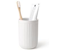 BosilunLife Toothbrush Holders for Bathroom Countertop, 320ml/11Oz Reusable Ceramic Toothbrush Holders Cup for Toothbrush and Toothpaste, Easy Bathroom Storage, White