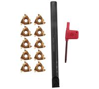 Bosiyrggrl 1/2 Inch Lathe Threading Boring Bar with 10Pcs 16IR AG60 Internal Threading Carbide Turning Inserts and T15 Wrench
