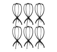 Bosiyrggrl 1 Set 6Pcs Wig Stand Holder Portable Plastic Folding Wig Holder Hairpieces Display Tool Stable Wig Stand Dryer Black