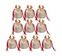 Bosiyrggrl 10pcs Christmas Antlers Bags Cute Candy Bags Gift Packing Decor Navidad Storage Bag A