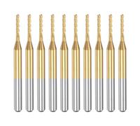 Bosiyrggrl 10PCS Titanium Coat Carbide End Mill Engraving Milling Cutter CNC Router Bits for PCB Machine, 1/8 Inch Shank 1.3Mm
