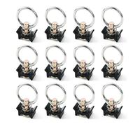 Bosiyrggrl 12 Pack L Track Tie Down O Ring L Track Accessories Black L Track Single Stud Fitting with Round Ring, 4000LBS Capacity