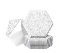 Bosiyrggrl 12 Pack Self Adhesive Acoustic Panels, 14 x 12 x 0.4inch Soundproof Panels, Hexagon Sound Absorbing Panels Silver Gray