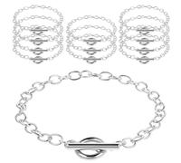 Bosiyrggrl 12 Pcs Chains Bracelets for Jewelry Making, Chain for Women, Link Chain Bracelets with OT Toggle Clasp,Silver