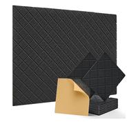Bosiyrggrl 12Pack Acoustic Panels with Self-Adhesive, 12x12x0.4In Sound Proof Foam Panels, Sound Absorbing Tile for Walls Black