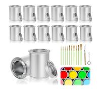Bosiyrggrl 12Pack Empty Paint Cans with Lids,1/2 Cup Capacity Empty Unlined Paint Cans Paint Storage Containers,for Painting Crafts