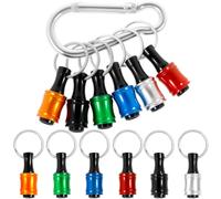 Bosiyrggrl 12Pcs 1/4 Inch Hex Shank Screwdriver Bit Holder Key Chain, Quick Change Drill Extension Bar, Aluminum Alloy Keychain