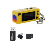 Bosiyrggrl 130 Degree Wide Angle Lens Mini Keychain Thumb Camera 1080P HD Video Recording 64G Card LCD Display Screen Yellow