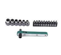 Bosiyrggrl 17 in 1 Chrome Vanadium Steel Wrench Driver Set Torx Screwdriver Set Ratchet Socket Torque Wrench Screw Bit Flat Bits Socket