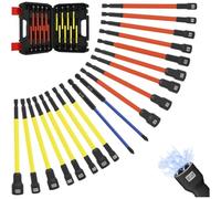 Bosiyrggrl 19 Pcs Magnetic Nut Driver Set with 1/4" Hex Shank -V Steel Socket Adapter Extension for Impact Drill, Screwdriver Included
