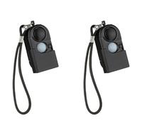 Bosiyrggrl 2 Piece Camping Travel Portable Mini PIR Infrared Motion Sensor Black Plastic Detector Alarm 120DB Wireless Home Security Anti-Theft
