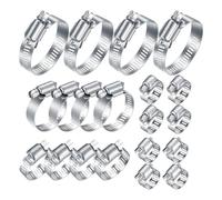 Bosiyrggrl 20-Piece Stainless Steel Hose Clamps, 1/4-2 Inch (6-51mm) Adjustable Worm Gear Tube Hose Clamps for Plumbing, Machinery