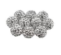 Bosiyrggrl 200Pcs 10mm White Rhinestone Beads for Bracelet Disco Balls Beads Bling Sparkly Beads White Beads for Jewelry Making