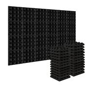 Bosiyrggrl 24Pcs 25X25X5Cm Studio Acoustic Soundproof Foam Pyramid Noise Insulation Sound Absorption Treatment Panels Black