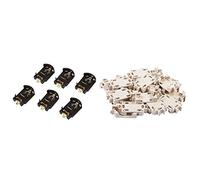 Bosiyrggrl 26Pcs Plastic Housing Cr2032 Button Cell Battery Socket Holder Case - 6Pcs Brown & 20Pcs White, Gold
