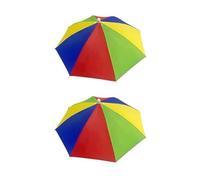 Bosiyrggrl 2Pcs Umbrella Hat 21 Inch Elastic Foldable Funny Party Cap, Colorful Silly Hat for Adults and Children