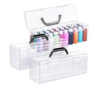 Bosiyrggrl 3 Pcs Acrylic Paint Storage Box 30 Bottle Capacity Acrylic Paint Storage Box for 2 Fluid Ounces Acrylic Paint,Storage Box Extra Large Capacity Clear Box Black
