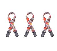 Bosiyrggrl 3 PCS Skull Leather Nylon Fluorescent Print Folk Guitar Strap 7.1x7.1x3cm Electric Guitar Strap Polyester+PU Acoustic Guitar Strap,A